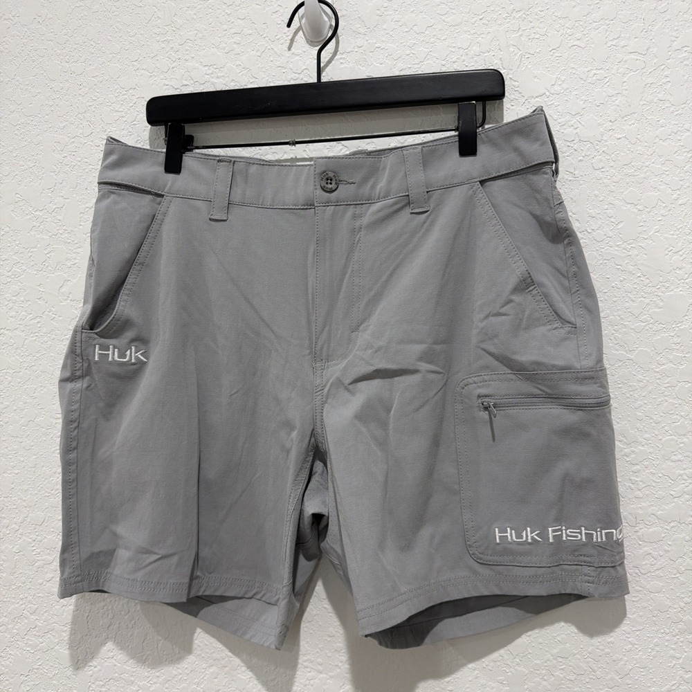 Huk Fishing Performance Fabric Shorts Mens Size Large 7.5" Inseam Cotton Blend